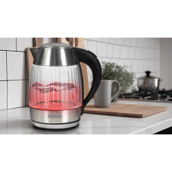 Salente StripeGlass, rýchlovarná konvica 1,8 l, nerez/sklenená, červené podsvietenie