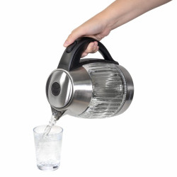 Salente StripeGlass, rýchlovarná konvica 1,8 l, nerez/sklenená, červené podsvietenie