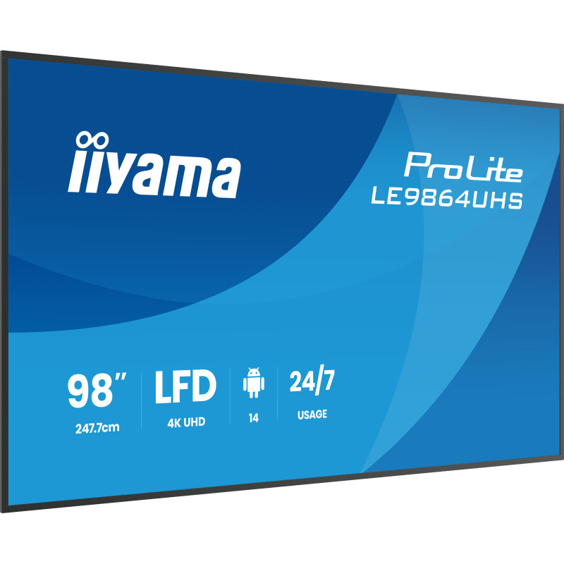 98'' iiyama LE9864UHS-B1AG: VA, 4K UHD, Android, 24/7