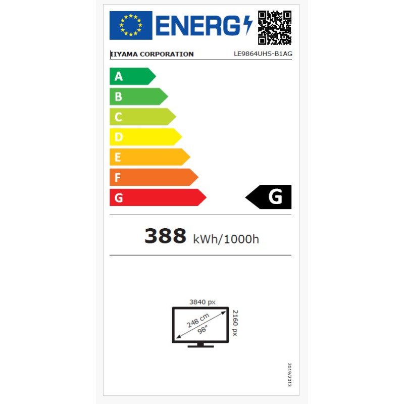 98'' iiyama LE9864UHS-B1AG: VA, 4K UHD, Android, 24/7