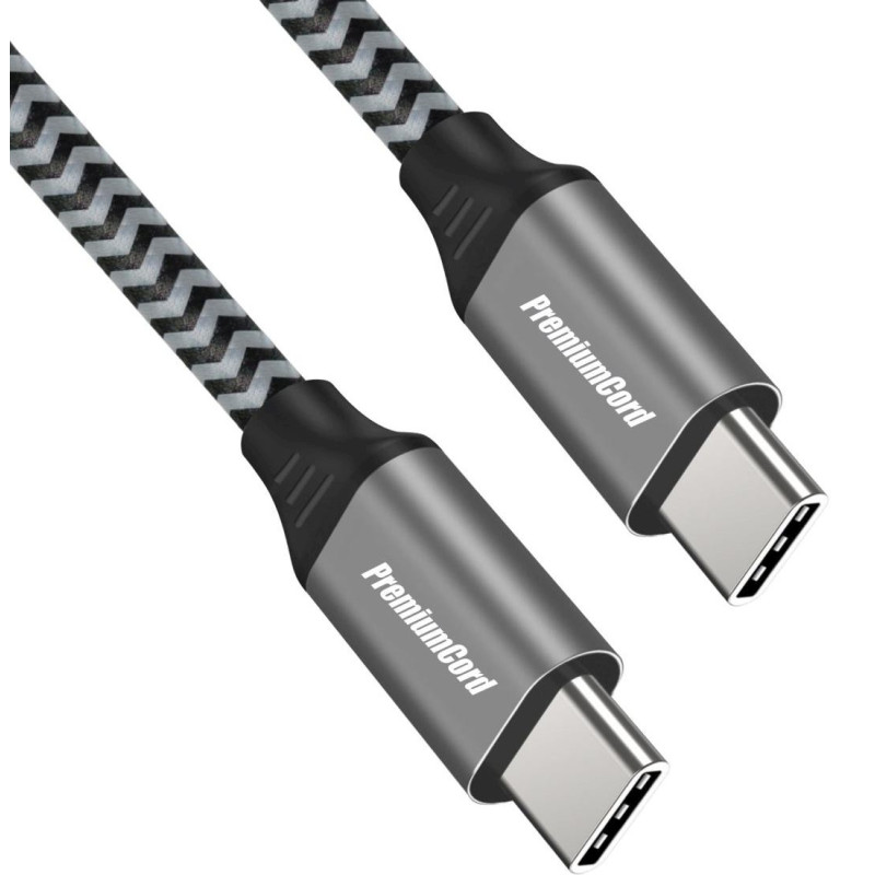 PremiumCord Kabel USB-C M/M, 100W 20V/5A 480Mbps bavlnený oplet, 1m