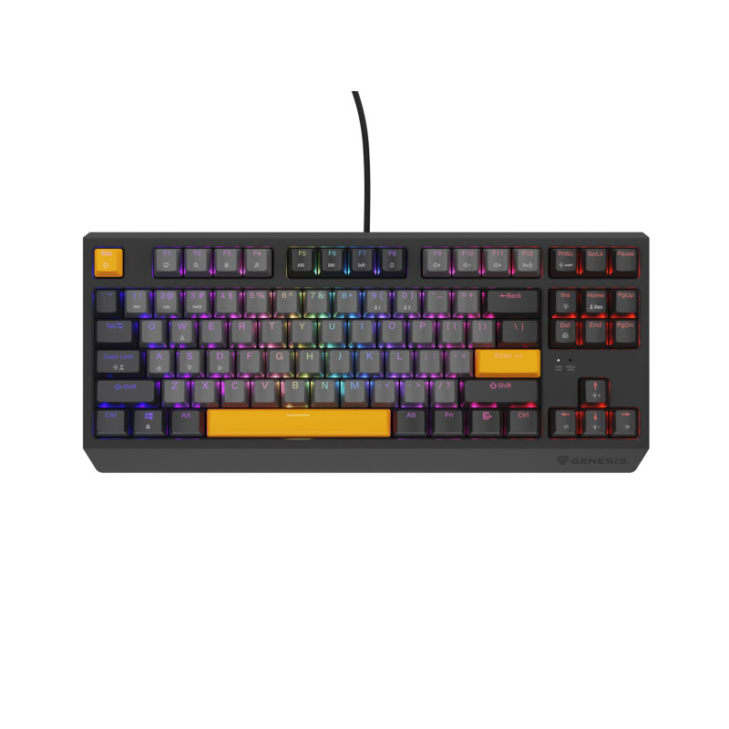 Genesis herná klávesnica THOR 230/TKL/RGB/Outemu Red/Drôtová USB/US layout/Anchor Negative Šedá