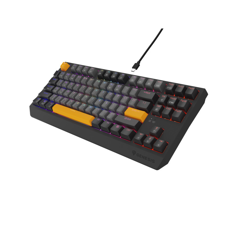 Genesis herná klávesnica THOR 230/TKL/RGB/Outemu Red/Drôtová USB/US layout/Anchor Negative Šedá