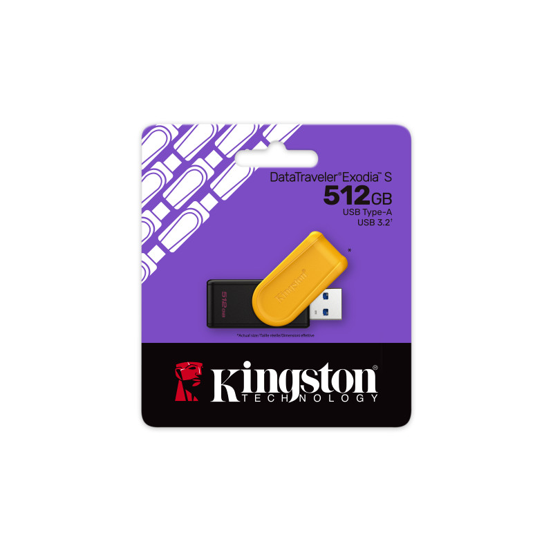 KINGSTON - DataTraveler Exodia S/512GB/USB 3.2/USB-A/Žltá