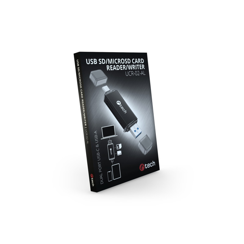Čítačka kariet C-tech UCR-02-AL, USB 3.0 TYPE A/ TYPE C, SD/micro SD