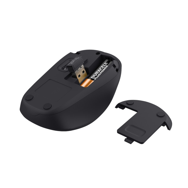 TRUST TM-201/Kancelárska/Optická/1 600 DPI/Bezdrôtová USB/Čierna