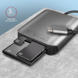 AXAGON CRE-S3C, USB-C 3.2 Gen 1 - SUPERSPEED čítačka kariet 3-slot & lun SD/microSD/CF, podpora UHS-II