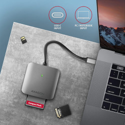 AXAGON CRE-S3C, USB-C 3.2 Gen 1 - SUPERSPEED čítačka kariet 3-slot & lun SD/microSD/CF, podpora UHS-II