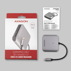 AXAGON CRE-S3C, USB-C 3.2 Gen 1 - SUPERSPEED čítačka kariet 3-slot & lun SD/microSD/CF, podpora UHS-II