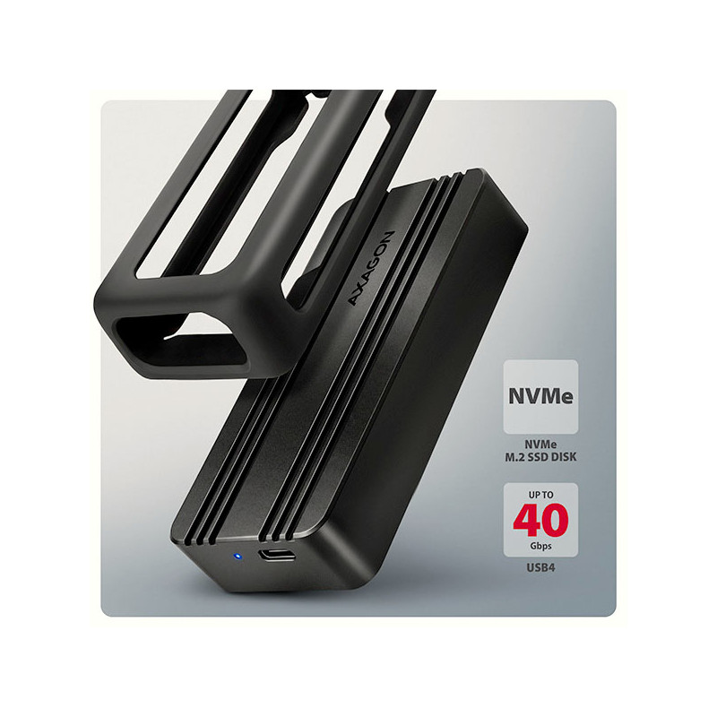 AXAGON EEM2-40G, USB-C 40Gbps externý box pre M.2 NVMe SSD, zesílený hliník