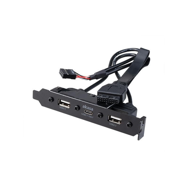 AKASA - USB 3.1 gén 1 typ C a 2x Typ A 2.0 záslepka