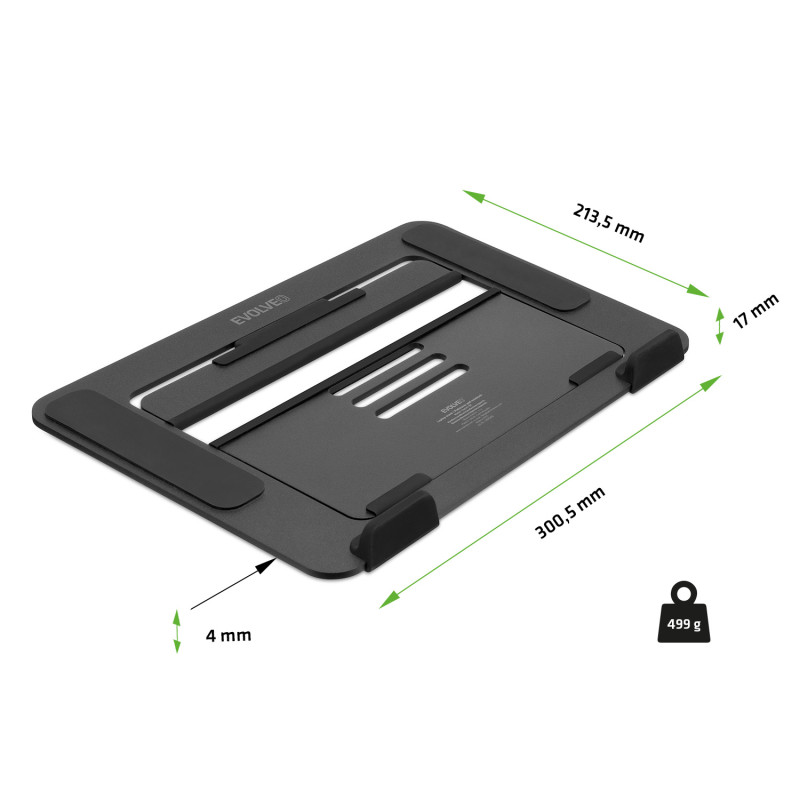 EVOLVEO TopLift, hliníkový podstavec pod notebook, čierny