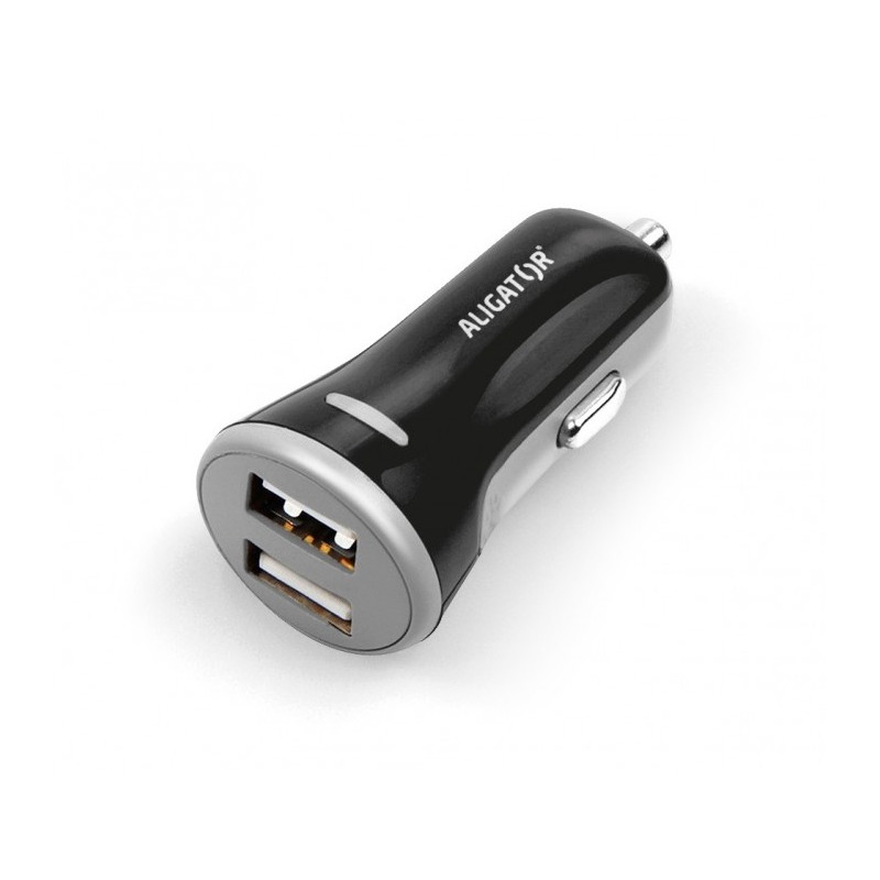 ALIGATOR 3.4A, 2xUSB, smart IC, čierna, USB kábel pre iPhone/iPad
