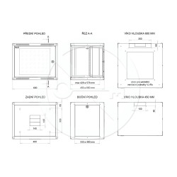 SOLARIX - Rozvádzač nástenný GrandN Duo 9U 450mm, dvere plech, RAL7035, GrandND-9U-645-21-G
