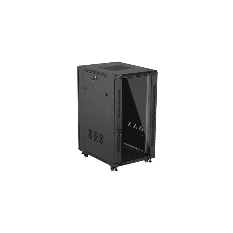 LANBERG INŠTALAČNÝ SKRIŇOVÝ ROZVADEČ 19'' 22U 600X800 ČIERNE SKLENENÉ DVERE (PLOCHÉ BALENIE)