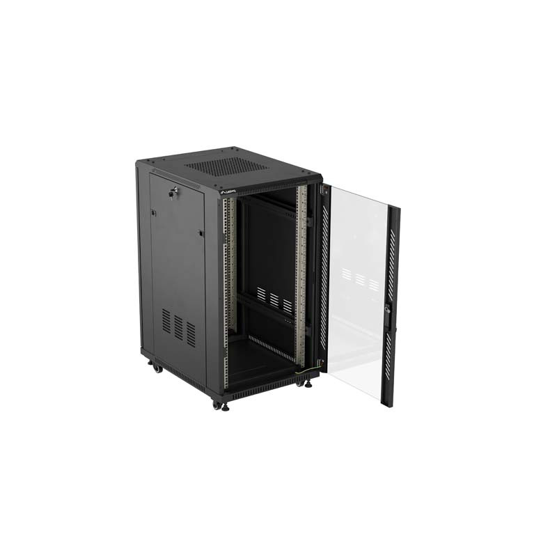 LANBERG INŠTALAČNÝ SKRIŇOVÝ ROZVADEČ 19'' 22U 600X800 ČIERNE SKLENENÉ DVERE (PLOCHÉ BALENIE)