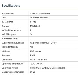 MikroTik CRS326-24S+2Q+RM, 26port GB cloud router switch