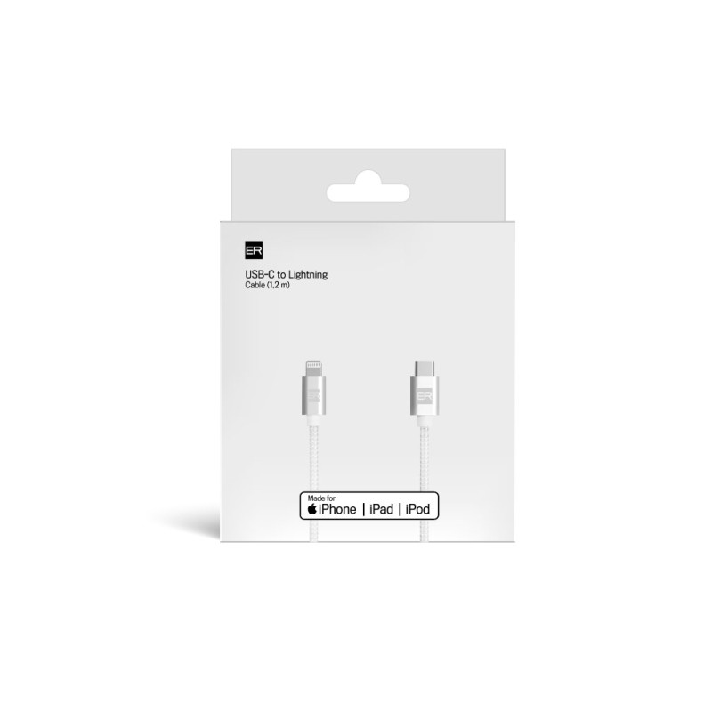 ER POWER kábel USB-C/Lightning 120cm biely