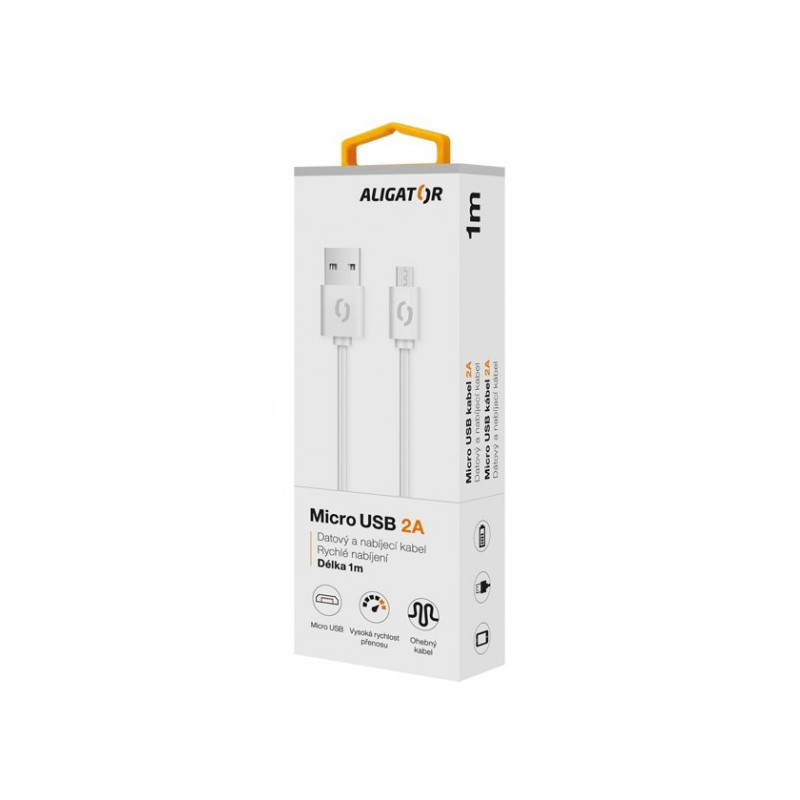 ALIGATOR Dátový kábel 2A, Micro USB biely