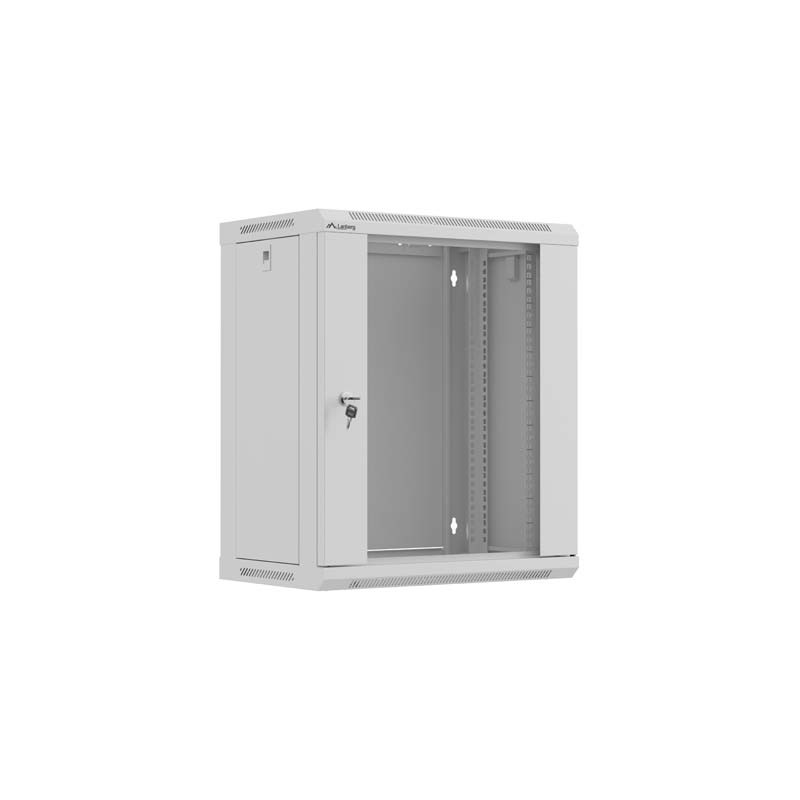 LANBERG 19'' RACKOVÁ SKRIŇA 12U/540X350 (FLAT PACK) S PRESKLENÝMI DVERAMI ŠEDÁ