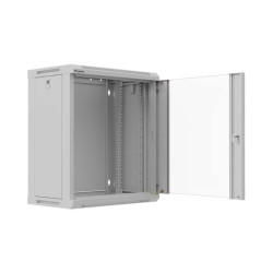 LANBERG 19'' RACKOVÁ SKRIŇA 12U/540X350 (FLAT PACK) S PRESKLENÝMI DVERAMI ŠEDÁ