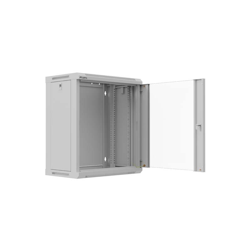 LANBERG 19'' RACKOVÁ SKRIŇA 12U/540X350 (FLAT PACK) S PRESKLENÝMI DVERAMI ŠEDÁ