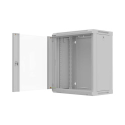 LANBERG 19'' RACKOVÁ SKRIŇA 12U/540X350 (FLAT PACK) S PRESKLENÝMI DVERAMI ŠEDÁ