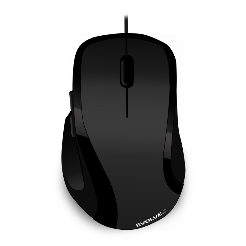 EVOLVEO ML-507B/Ergonomická/Laserová/Pre pravákov/1 600 DPI/Drôtová USB/Čierna