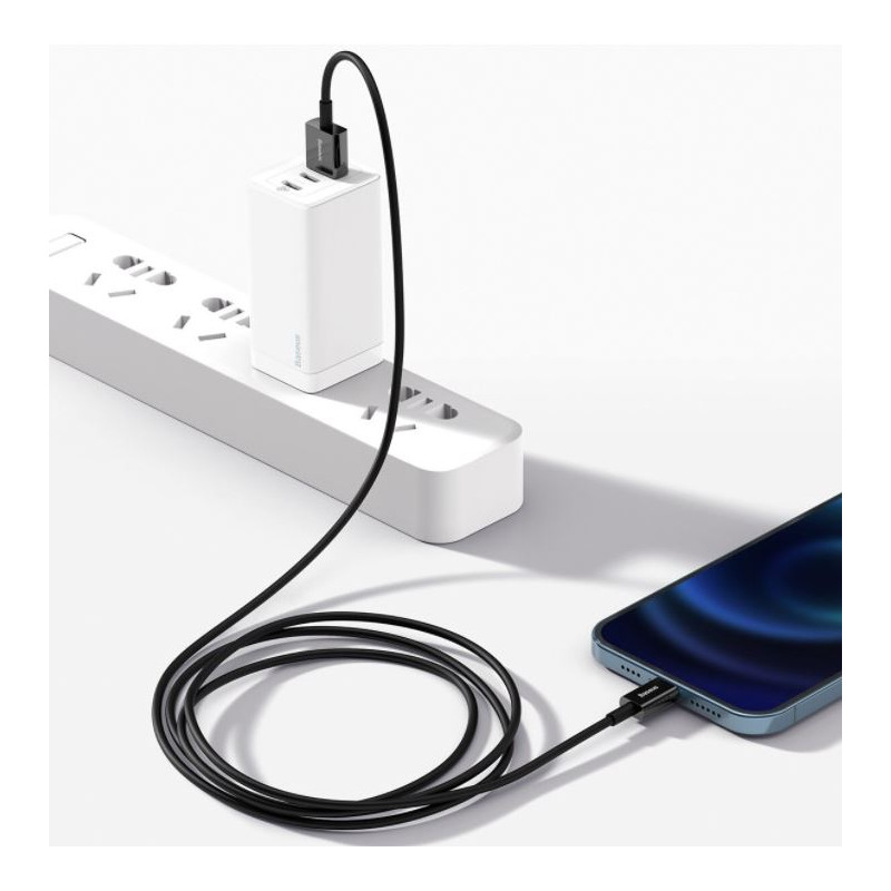 NONAME - Baseus CALYS-C01 Superior Fast Charging Dátový Kabel USB to Lightning 2.4A 2m Black