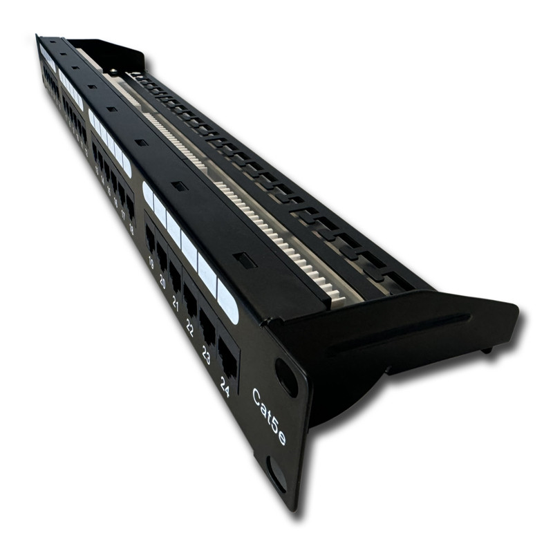 DATACOM Patch panel 19'' UTP 24 port CAT5E DUAL 1U BK (4x6p) vyväzovacia lišta