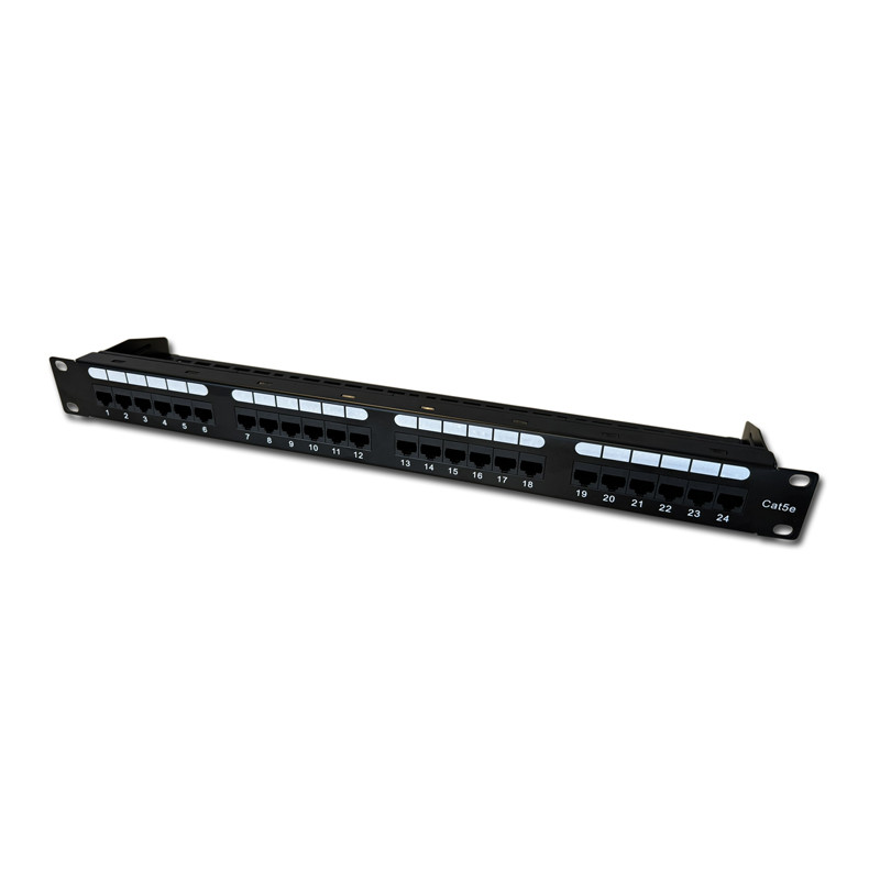 DATACOM Patch panel 19'' UTP 24 port CAT5E DUAL 1U BK (4x6p) vyväzovacia lišta