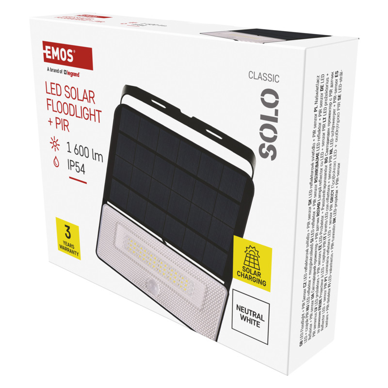EMOS - LED SOLÁRNY REFLEKTOR SOLO 1600LM IP54 NW