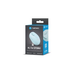 Myš Natec STORK/Kancelárska/Optická/1 600 DPI/Bezdrôtová USB/Modrá