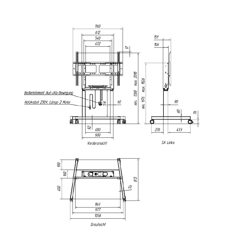 Mobilný stojan MEBIKON eQ Lift Next Mobil Basic 38mm/s