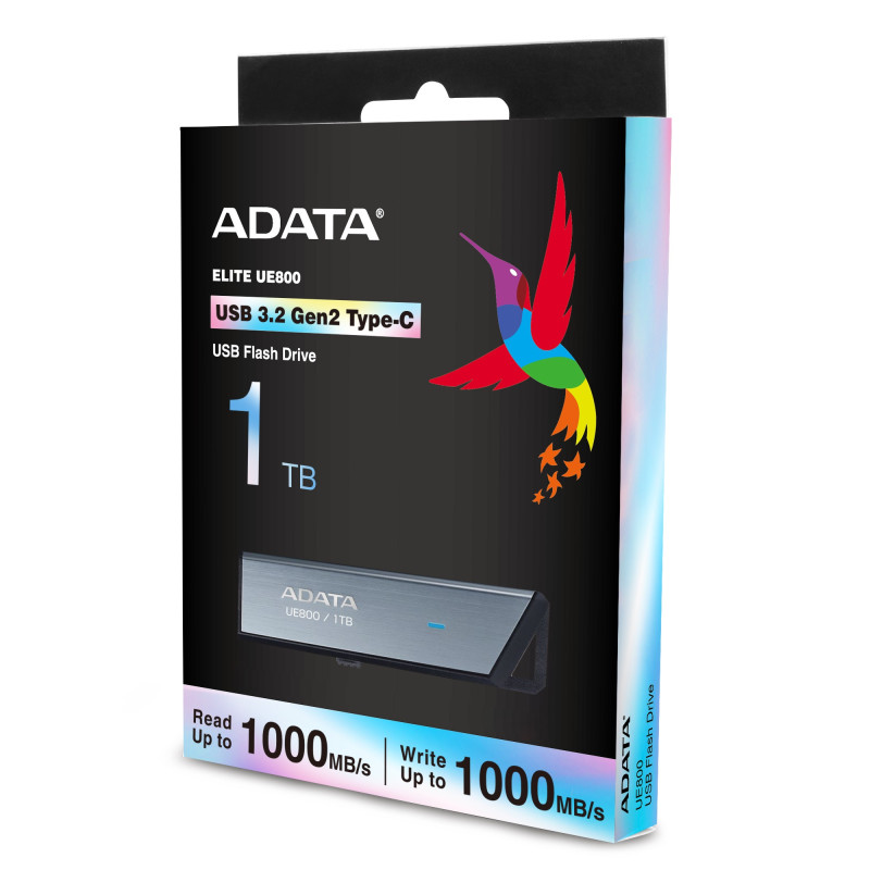 ADATA UE800/1TB/USB 3.2/USB-C/Strieborná