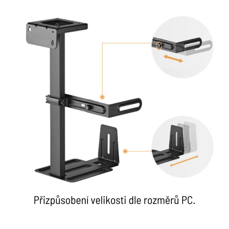 Držiak na PC Brateck CPB-25 pod stolnú desku výsuvný otočný