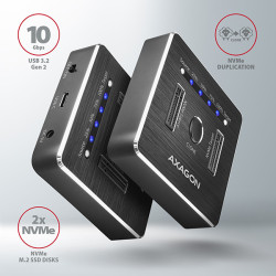 AXAGON ADSA-M2C, USB-C 10Gbps dokovacia stanica pre 2× M.2 NVMe SSD s funkciou klonovania