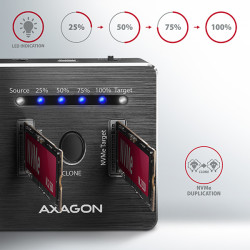 AXAGON ADSA-M2C, USB-C 10Gbps dokovacia stanica pre 2× M.2 NVMe SSD s funkciou klonovania
