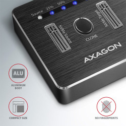 AXAGON ADSA-M2C, USB-C 10Gbps dokovacia stanica pre 2× M.2 NVMe SSD s funkciou klonovania