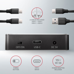 AXAGON ADSA-M2C, USB-C 10Gbps dokovacia stanica pre 2× M.2 NVMe SSD s funkciou klonovania