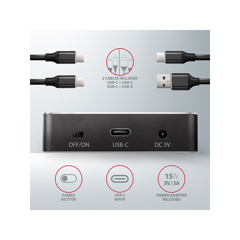 AXAGON ADSA-M2C, USB-C 10Gbps dokovacia stanica pre 2× M.2 NVMe SSD s funkciou klonovania