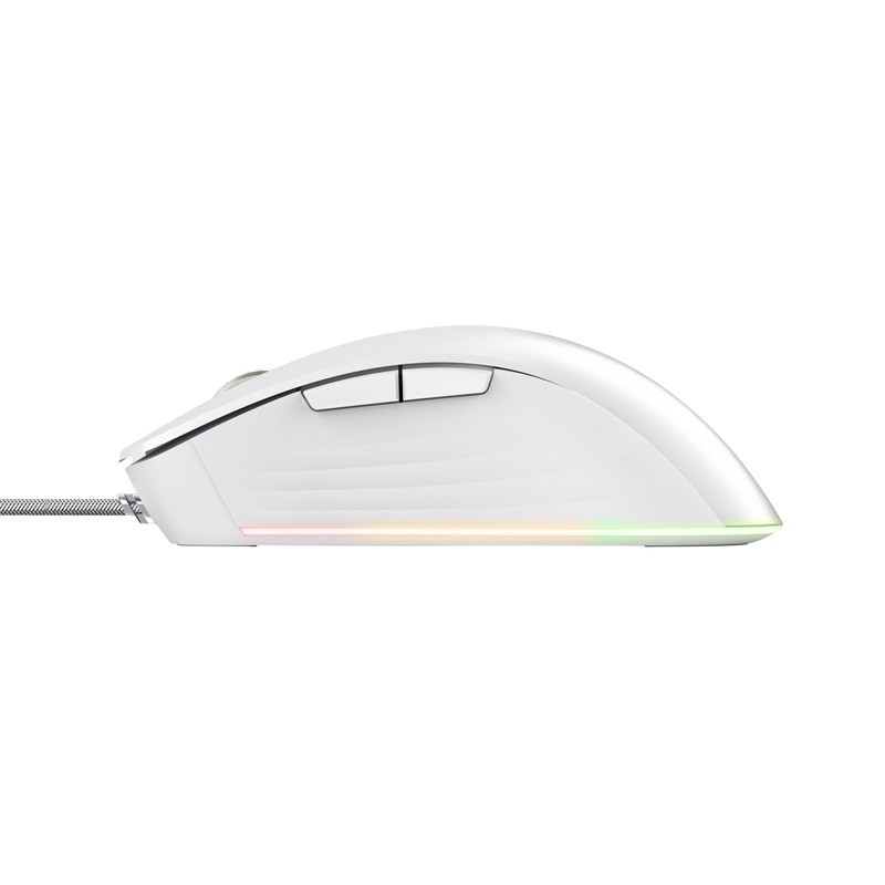Trust GXT924W YBAR+/Herná/Optická/Pre pravákov/25 600 DPI/Drôtová USB/Biela