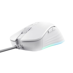 Trust GXT924W YBAR+/Herná/Optická/Pre pravákov/25 600 DPI/Drôtová USB/Biela