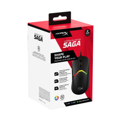 HyperX Pulsefire Saga/Herná/Optická/Pre pravákov/26 000 DPI/Drôtové USB-A/Čierna