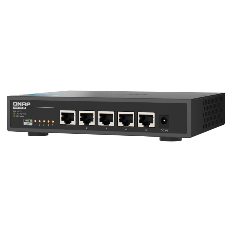 QNAP switch QSW-3205-5T (5x 10GbE port, pasív. chladenie, podpora 100M/1G/2,5G/5G a 10G)