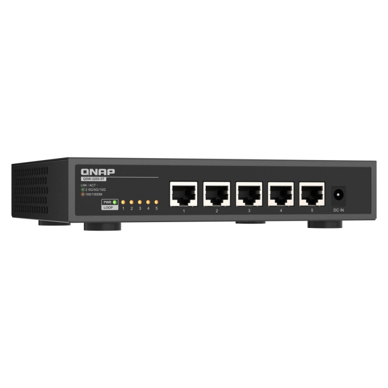 QNAP switch QSW-3205-5T (5x 10GbE port, pasív. chladenie, podpora 100M/1G/2,5G/5G a 10G)
