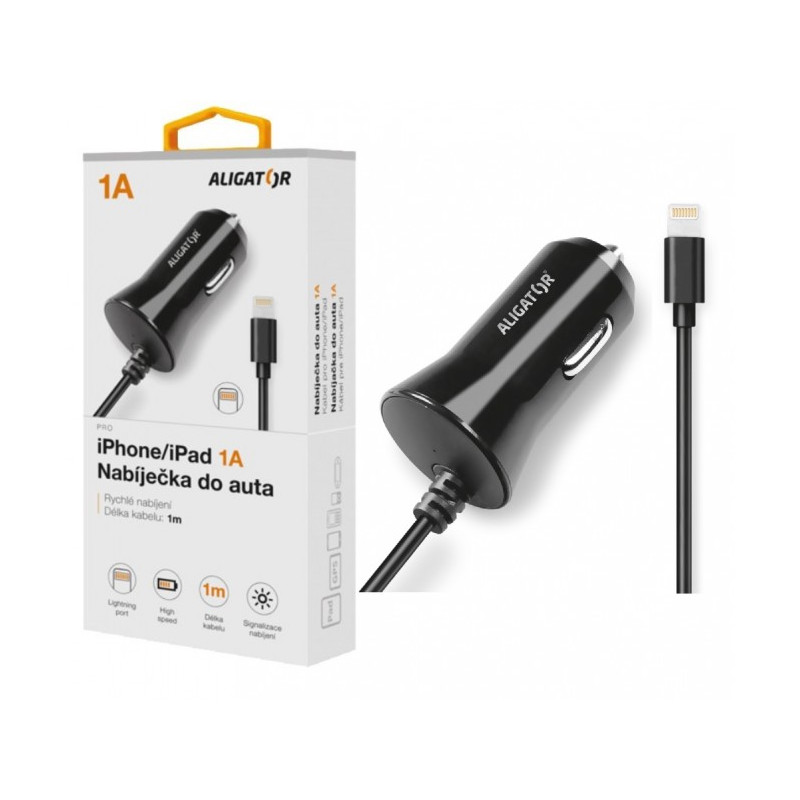ALIGATOR - Aligátor nab. do auta iPhone, 1A, TCH, čierna