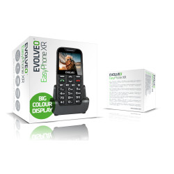 EVOLVEO EasyPhone XR, mobilný telefón pre seniorov s nabíjacím stojanom, čierna