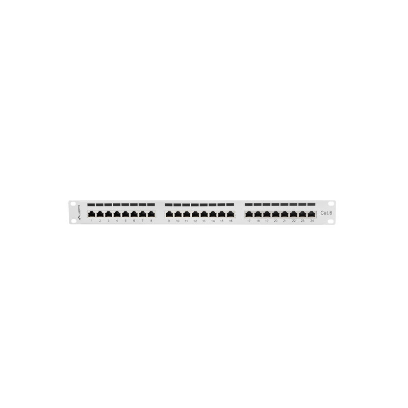 LANBERG PATCH PANEL 24 PORTOV 1U 19'' CAT.6 FTP TIENENÝ ŠEDÝ