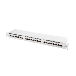 LANBERG PATCH PANEL 24 PORTOV 1U 19'' CAT.6 FTP TIENENÝ ŠEDÝ